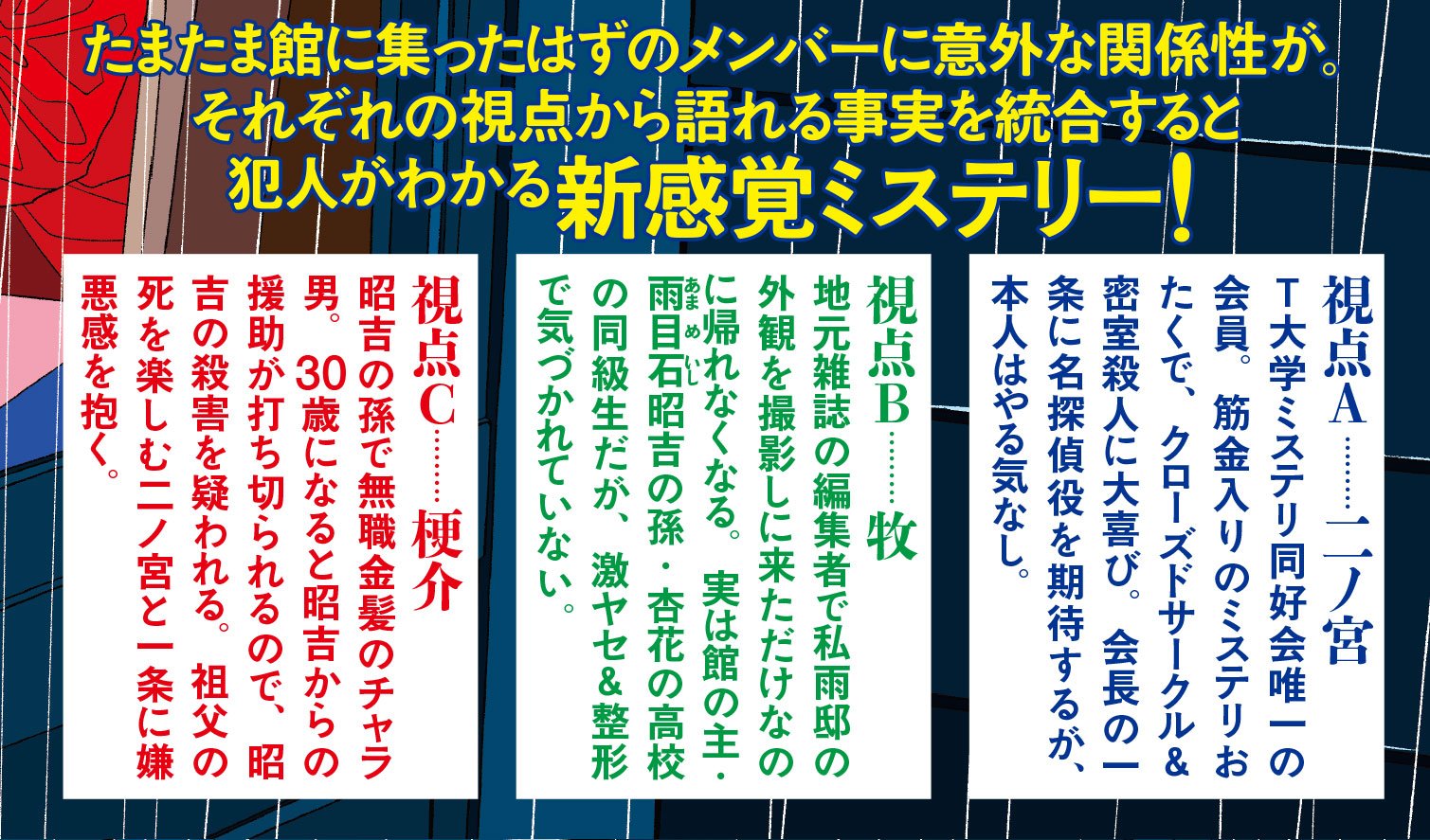 私雨邸の殺人に関する各人の視点｜COLORFUL